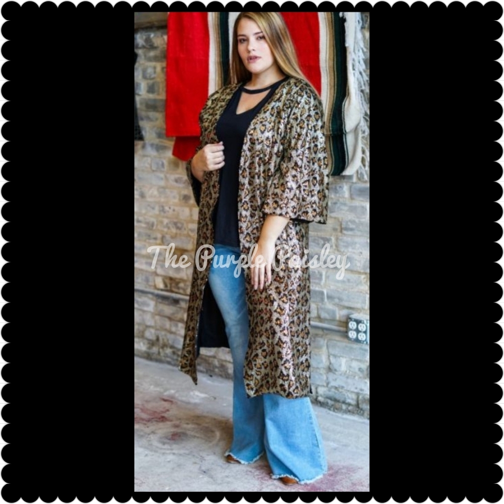 Sequined Leopard Duster